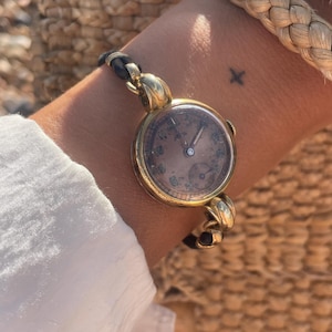Vintage 1930s Art Deco Arnex Cocktail Watch, Gold Tone Cord Strap