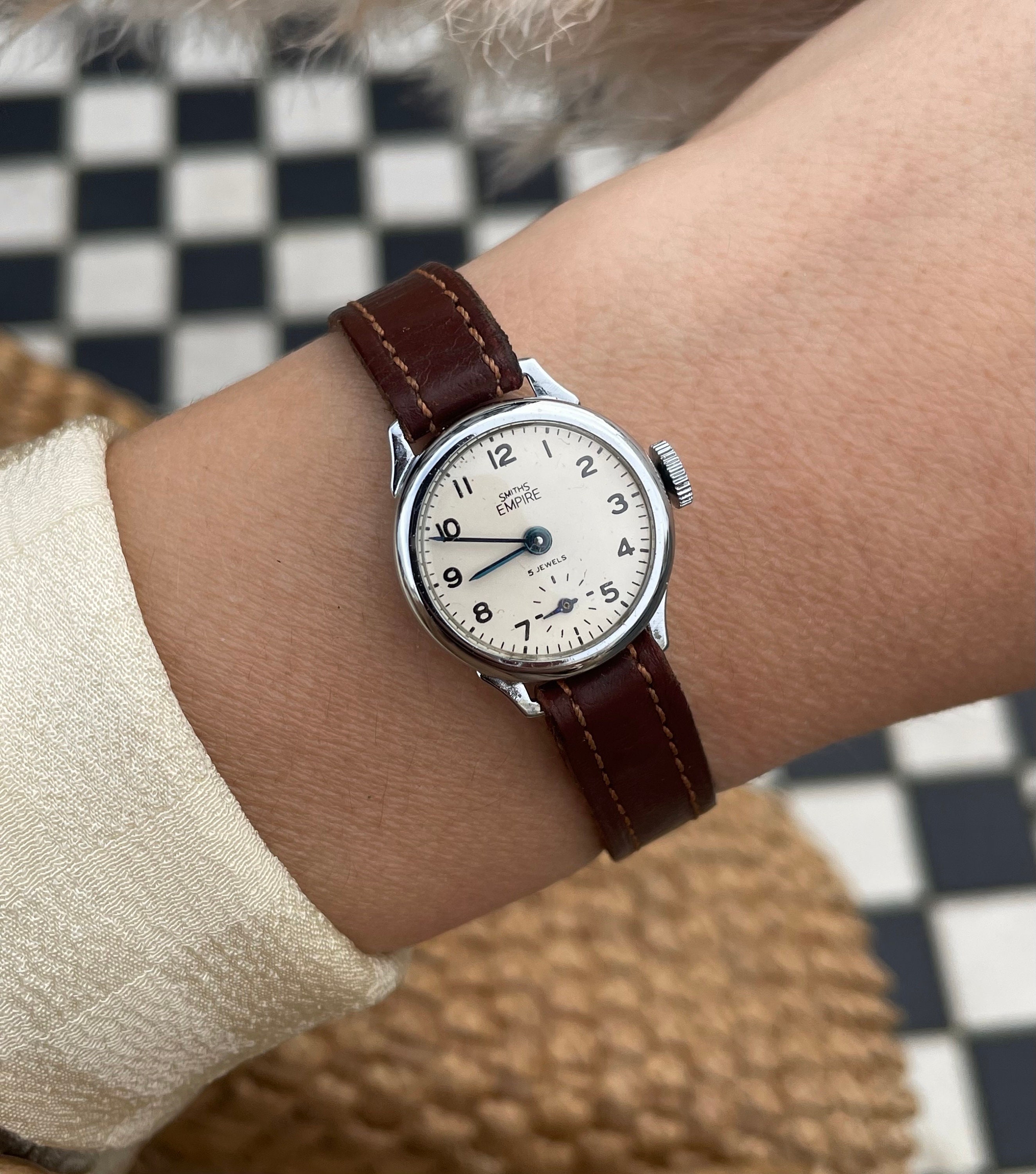 Vintage 1960s Silver Steel Chrome Round Bezel Swiss Jewels