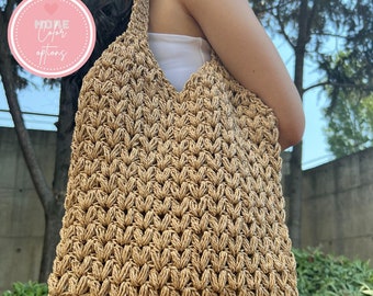 Paper Yarn Bag, Straw bag, Crochet Shoulder Bag, Raffia bag, Knitted Bag, Hand crocheted Tote Bag, Paper Yarn Shoulder Bag, Straw Tote Bag