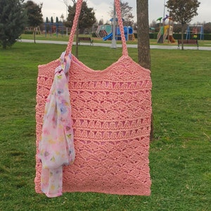 Sommertasche aus Papierwolle, Gehäkelte Basttasche, Handgehäkelte Schultertasche, Strohtasche, Basttasche, Gehäkelte Tragetasche