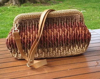 Raffia Crochet Clutch Bag, Mothers Day Gift, Handmade Raffia Bag, Raffia Clutch Bag with Strap, Crochet Raffia Clutch, Colorful Raffia Bag