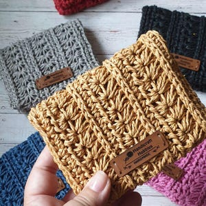 Small Knit Card Holder, Paper Yarn Card Holder, Crochet Card Holder, Handmade Crochet Purse, Crochet Mini Wallet, Paper Yarn Purse