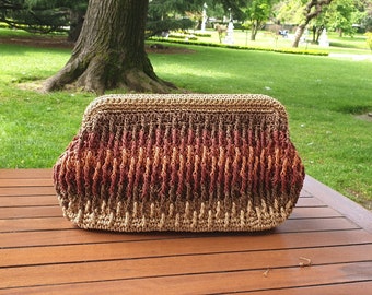 Raffia clutch, raffia avondtasje, Moederdagcadeau, stro clutch, raffia tas, gehaakte raffia clutch, kleurrijke raffia tas