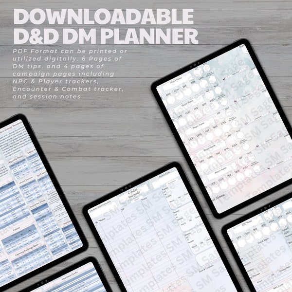 Downloadable D&D DM Planner PORTRAIT | Watercolor Planner | Dungeon Master