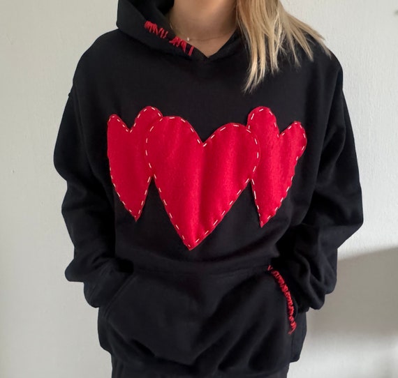 Heart Patched Hoodie - Etsy