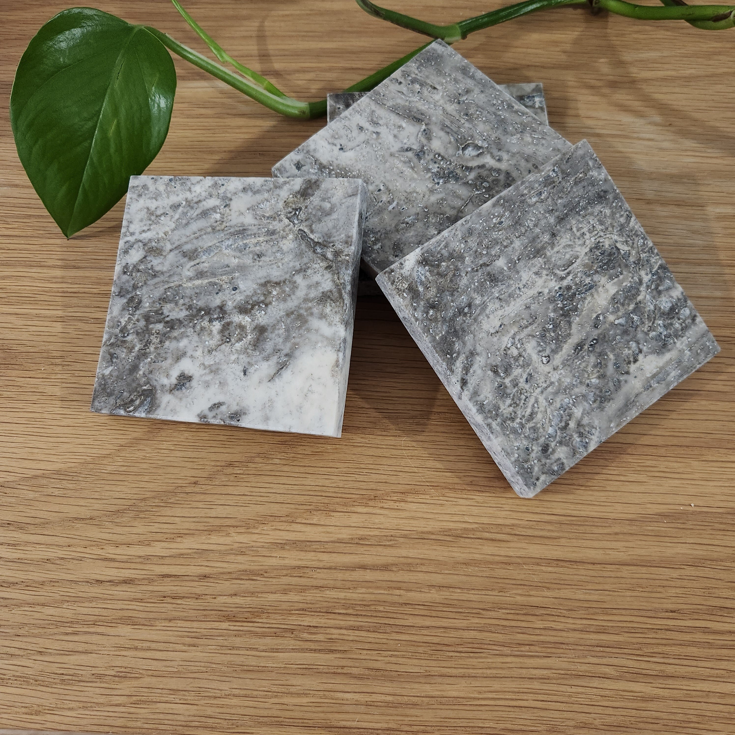 Silver Travertine Coasters - Honed & Filled