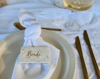 Natural Stone Place Cards – Personalised Wedding Guest Name Cards