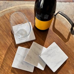 White Carrara Marble Coasters