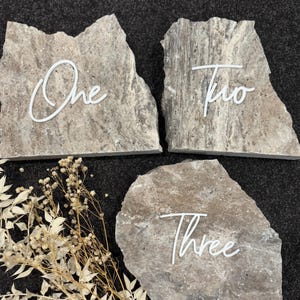 Silver Travertine Stone Table Numbers - Etsy