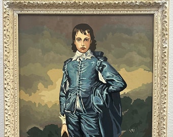 Pintura vintage Blue Boy por número, reproducción de la famosa pintura de Sir Thomas Gainsborough, marco de madera
