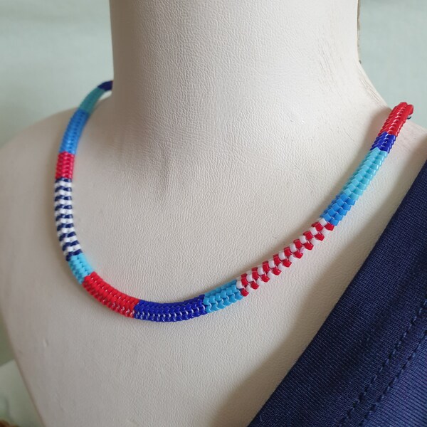 Handwoven Miyuki Beaded Necklace,  Multicolored Beaded Necklace, Miyuki Choker