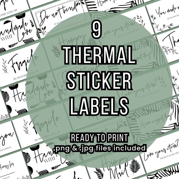 Botanical chic Rollo sticker template, Thermal label for rollo or munbyn, digital download for rollo, small business thermal stickers