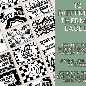 Groovy Rollo sticker template, Thermal label templates for rollo or munbyn, digital download rollo sticker template, png jpg digital files