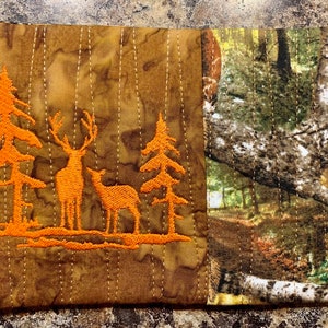 Buck & Doe Deer Silhouette Scene Mug Rug - Quilted Coaster - Etsy