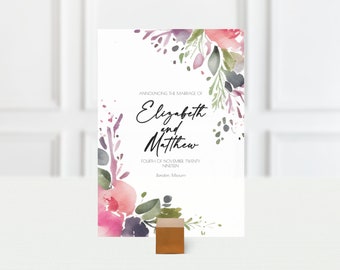 Floral Wedding Invitation Beautiful Watercolor Flowers Simple DIY Wedding Invite Design, Do it Yourself, 5x7 Editable Summer Spring Wedding