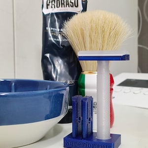 Maquinilla de afeitar de seguridad híbrida de doble filo "ajustable" impresa en 3D por Superior Cuts (azul eléctrico).