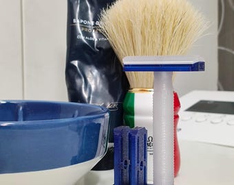 Maquinilla de afeitar de seguridad híbrida de doble filo "ajustable" impresa en 3D de Superior Cuts (azul eléctrico)