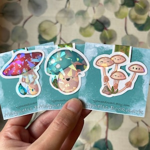 Cute Mushroom Fungi Botanical Kawaii Magnetic Bookmark | Kawaii Bookmark, Magnetic Bookmark, Holographic Gem Laminate