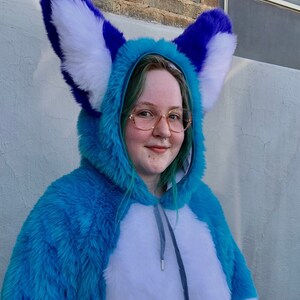 Blue furry hoodie deals