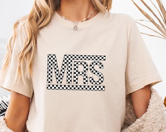 VANS MRS Checkerboard Matching Couples Shirts for Honeymoon, Wedding, Bridal Shower, Engagement Party, Bachelorette Party