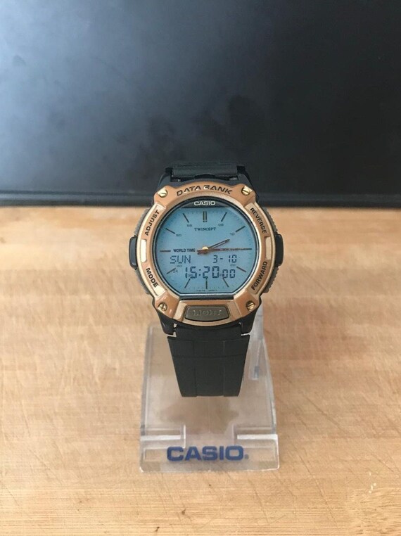 Vintage CASIO 1980 ABX 68 Twincept Mens Analog Digital Watch retro watch retro hours antique digital bracelet clock men Gift memory Etsy UK
