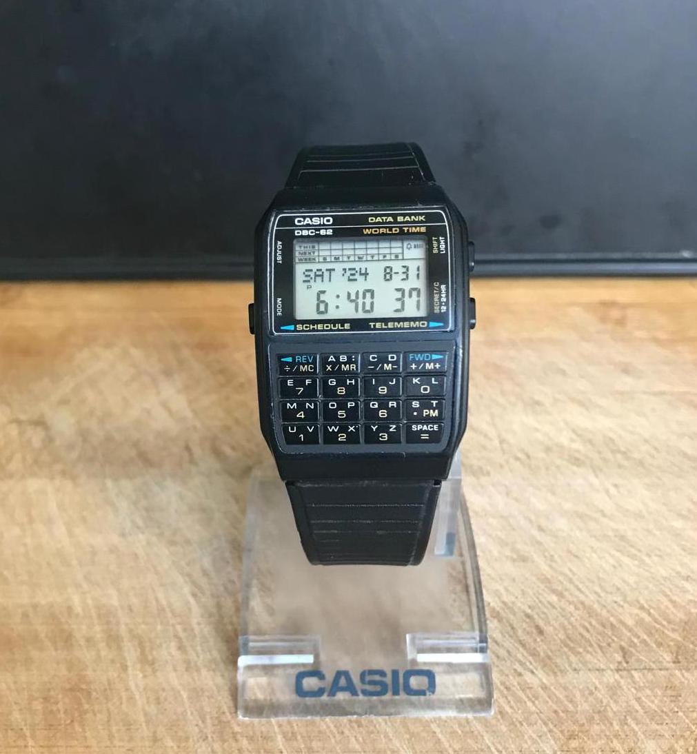 【CASIO】DATABANK DBC-62 Casio DBC-62 676 Digital Data Bank Calculator Vintage Men's