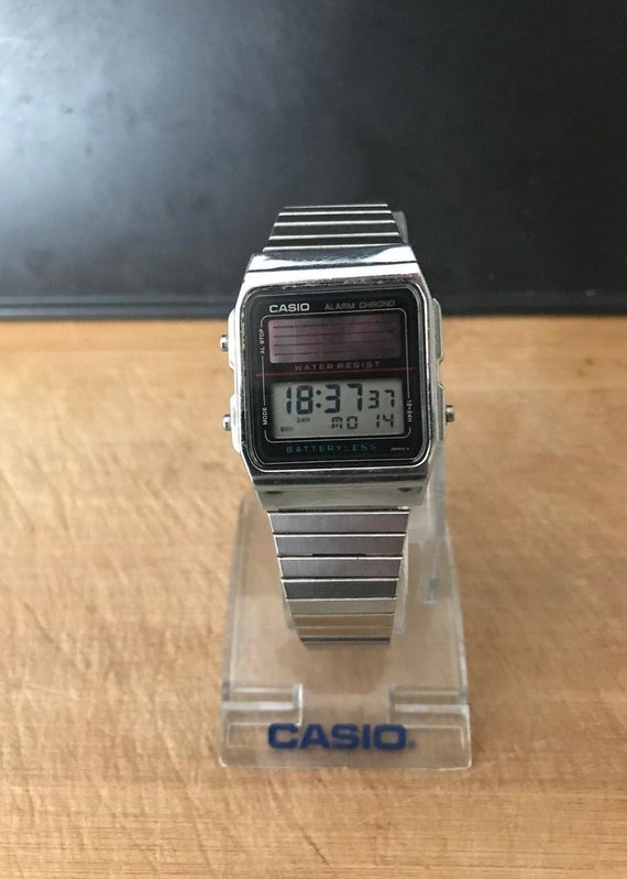 Vintage CASIO 1985 AL-180/hours/watch/solar/data b