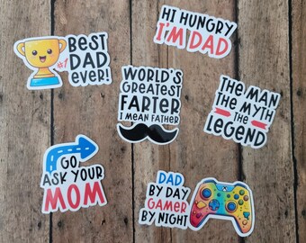 Pegatinas para papá (paquete de 6), pegatinas para el Día del Padre, regalos para papá, para él, pegatinas de chistes de papá, pegatinas de papá, pegatinas de papá, pegatinas de mejor papá, vinilo