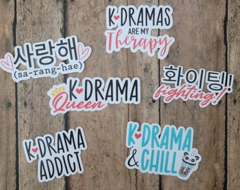 K-Drama Stickers 6-Pack, K-drama Sticker, Korean Drama Stickers, Korea Drama, Korean Romance, Korean Stickers, Kpop, BTS, Blackpink, Korean