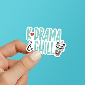 Pegatina de K-Drama y Relajación, Pegatina de Panda, Té Boba, Pegatina de K-drama, Pegatinas de Drama Coreano, Romance Coreano, Pegatinas Coreanas, Kpop, BTS