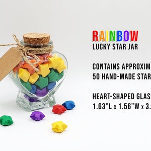 Rainbow Lucky Star Jar, Heart Shaped, Japanese Origami, Wishing Stars ...