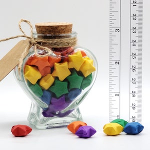 Rainbow Lucky Star Jar, Heart Shaped, Japanese Origami, Wishing Stars ...