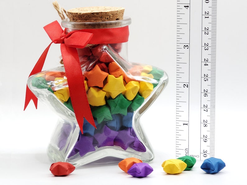 Rainbow Lucky Star Jar Japanese Origami Star Shaped Wishing - Etsy