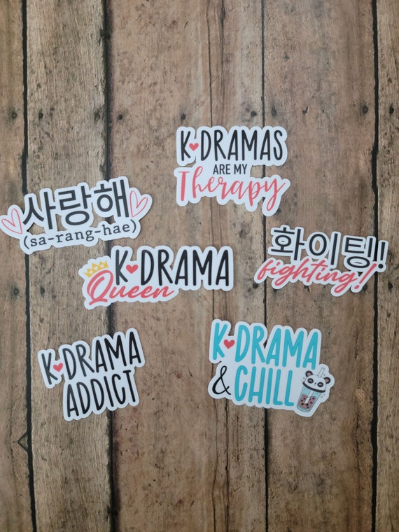 K-Drama Laminated Vinyl Stickers, Korean Romance 6-Pack