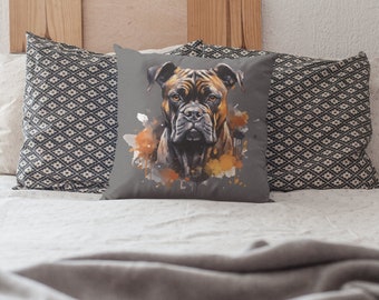 Pillow Boxer Dog Portrait Decorative Grey Water Color Pillow for Dog Lovers Pillow for Housewarming gift for Boxer Lovers Pillow Gift Idea