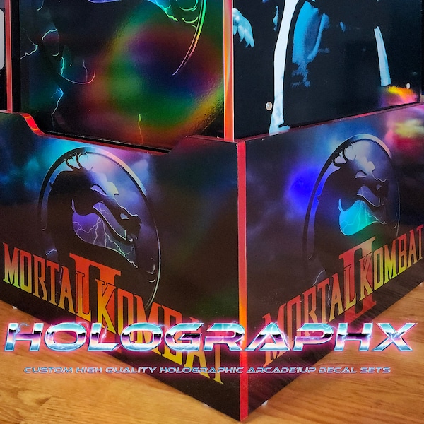 Mortal Kombat 2 HOLOGRAPHIC Arcade1UP Riser Graphics | Custom 8k Laminated Decal Sets