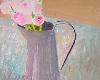 Original painting, oil painting, flowers, roses, Expression 50/40 сm., Polina Zinoveeva