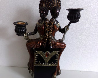 Egyptian Ladies Double T-Light Holder