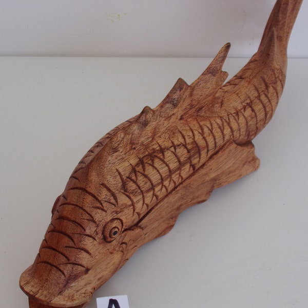 Wood Figurine/Sculpture - SWIMMING FISH, 41cm, Handmade