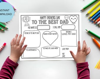 All About My Dad Worksheet Fathers Day Coloring Page Printable Fathers Day Gift DIY Fathers Day Card Fathers Day Activity Kids Gift For Dad