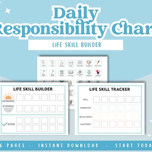 Kids Responsibility Chart Printable | Life Skills Tracker System | Color-Coded Chore Cards | Printable Daily Routine | Children's Job Poster