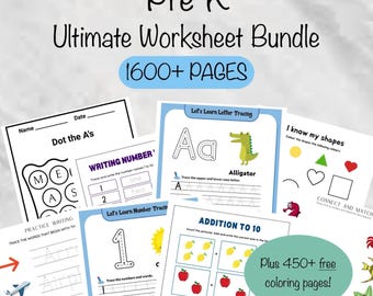 Preschool Printable Bundle, Classroom Printables, Kindergarten Worksheets, Educational Classroom Worksheets, Homeschool Prek Summer Review