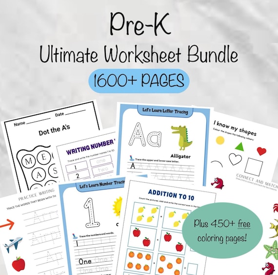Preschool Printable Bundle, Classroom Printables, Kindergarten Worksheets, Educational Classroom Worksheets, Homeschool Prek Summer Review