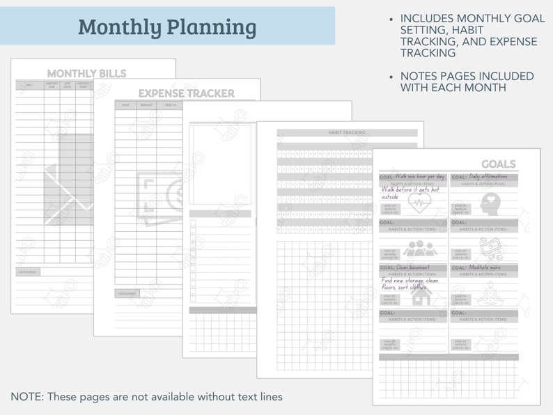 Printable Planner Dashboard Layout Weekly/monthly Planner Undated - Etsy