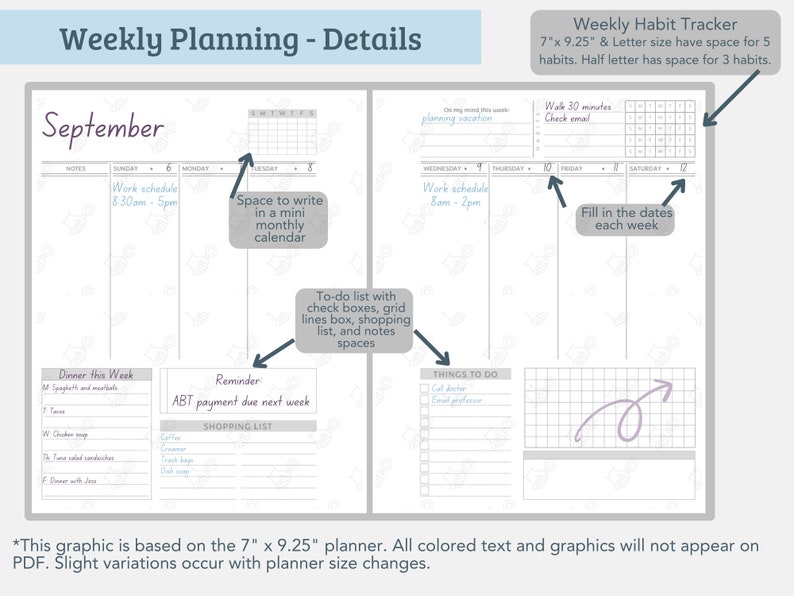 Printable Planner Dashboard Layout Weekly/monthly Planner Undated - Etsy