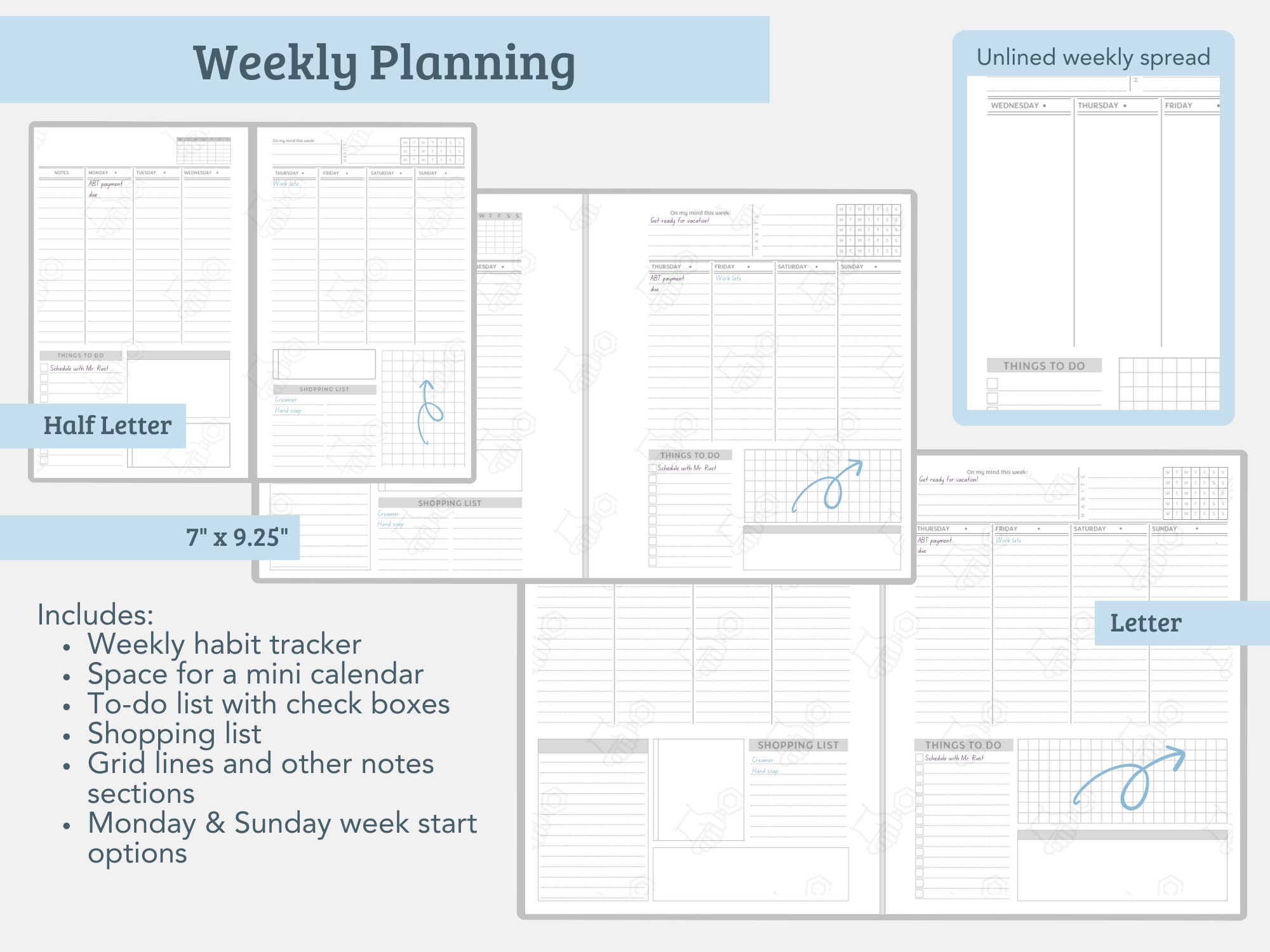 Printable Planner Dashboard Layout Weekly/monthly Planner Undated - Etsy