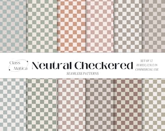 Neutral Checkered Fabric Pattern: Muted Colors (Digital Download)