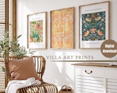 William Morris wall art print set of 3, Art nouveau prints, Printable exhibition living room prints, Botanical print set, digital download