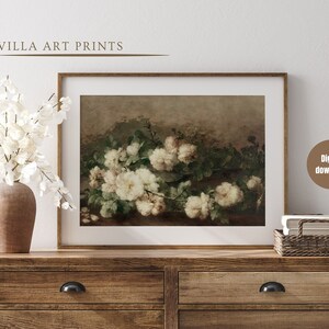 Vintage Rose Painting, Antique Floral Oil Painting, Printable Vintage White Roses Print, Flower Sill Life Painting/ DIGITAL DOWNLOAD