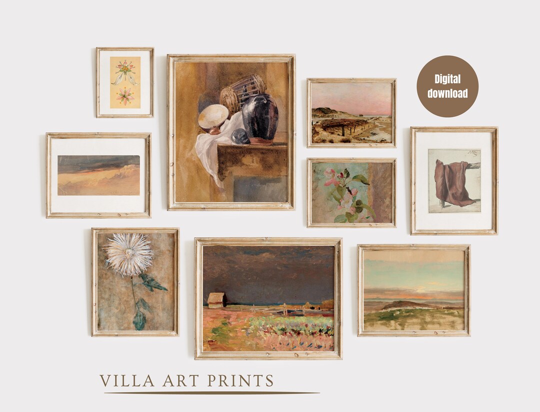 Printable Vintage Farmhouse Gallery Wall Art Set, Rustic Cottage Art